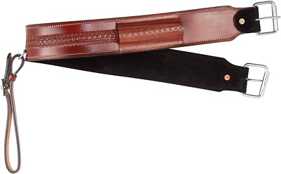 Leather Back Cinch Girth Western Horse Saddle Bucking Strap Rear Flank ...