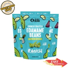 The Only Bean Edamame Dry Roasted Low Carb Snacks (Ranch), 4oz, Pack of 3