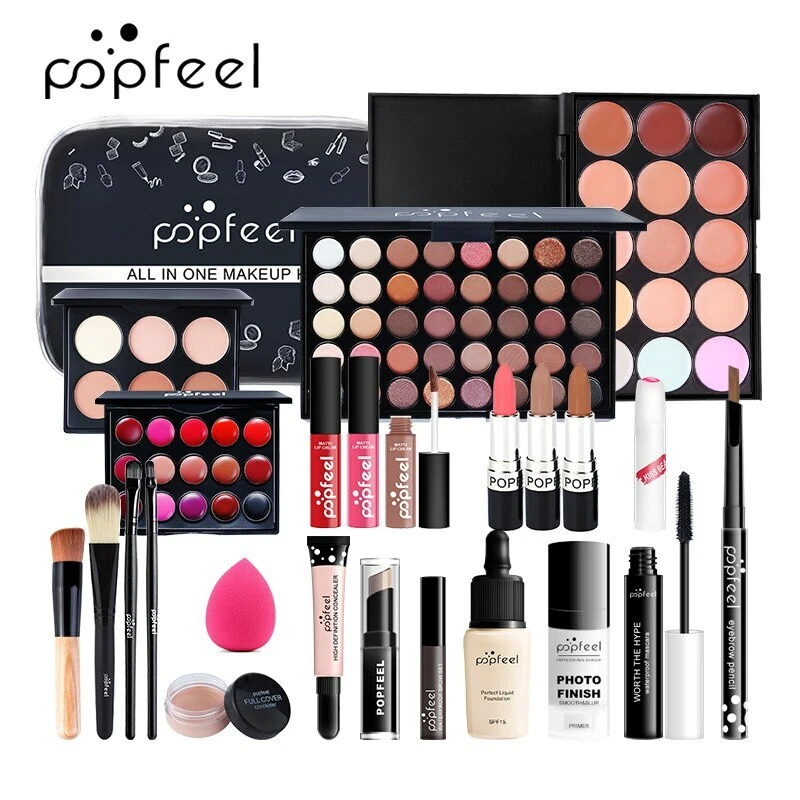 Kit Completo De Maquillaje Profesional Sombra De Ojos Brillo De Labios  Corrector