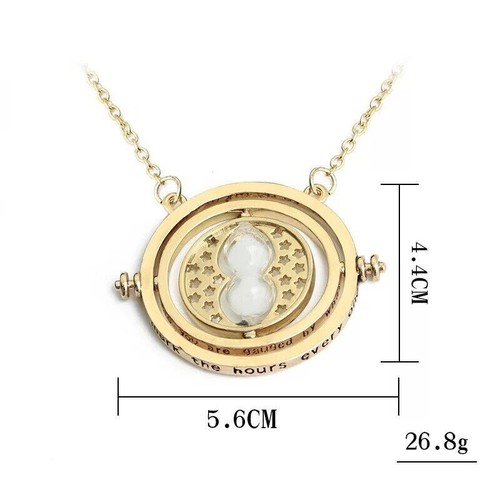 Harry Potter Hermione Granger Gold Tone Hourglass Necklace Pendant Time Turner - Picture 6 of 7