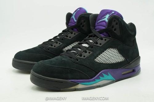 AIR JORDAN V 5 RETRO USED SIZE 10 BLACK EMERALD NEW GRAPE ICE 136027-007 - Picture 3 of 9
