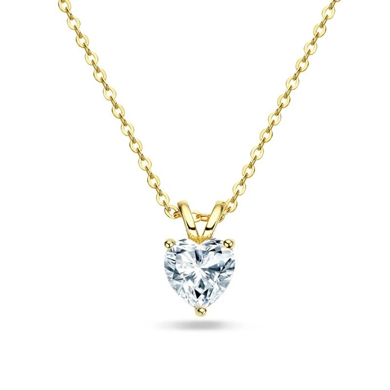 1ct Heart Cut Pendant Necklace Diamond Test Pass Lab-Created VVS1/D/Excellent — 第 4/4 张图片