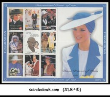 TURKMENISTÁN - 1997 PRINCESA DIANA / MADRE TERESA / PAPA PABLO / GANDHI M/S MNH