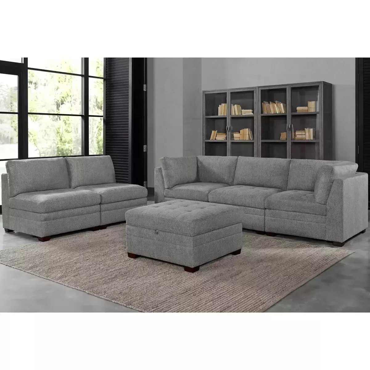 Thomasville tisdale dark grey 6 piece modular fabric sofa outlet