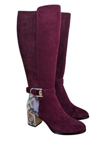Stivali al ginocchio Moda in Pelle Tanci scamosciati bordeaux UK 7 EU40 - Foto 1 di 6