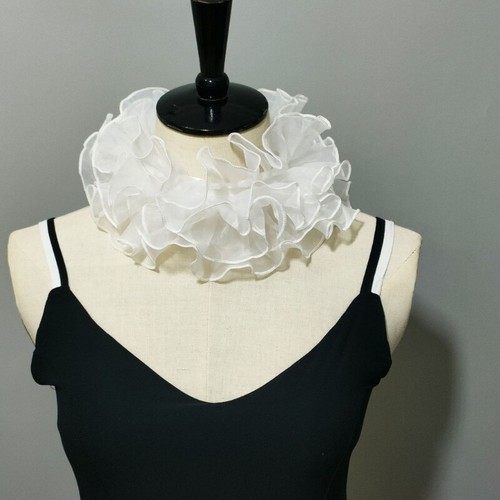 Women Renaissances Organza Ruffle Collar Small Neck Ruff Vintage Chokers Shawl - Picture 7 of 10