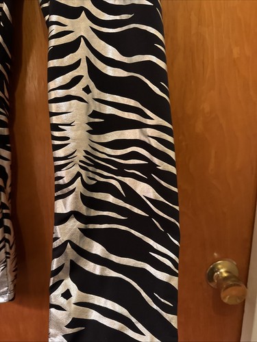 LBISSE Wmn’s 2X Zebra Print Pants Leggings Black & Silver Shiny Made in USA NWT - Picture 7 of 17