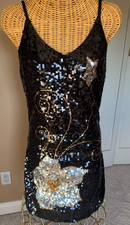 Juniors - Little Black Dress with Silver and Gold Sequins - Size S