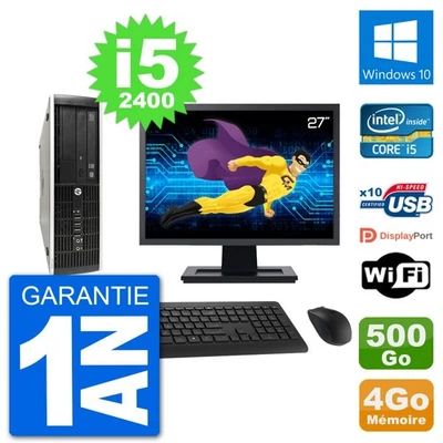PC HP Compaq Pro 6300 SFF Ecran 27" i5-2400 RAM 4Go Disque 500Go Windows 10 Wifi - Photo 1/3