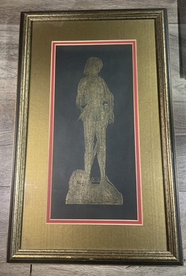 Medieval Victorian Paul Dayrell Bronze Rubbing Matted Framed 20 X 12 