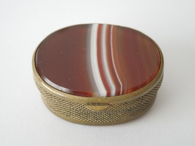 Pillendose Achat Stein Art Deco Schmuckdose Messing 16,4 g/3,6 x 2,8 x 1,5 cm
