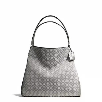 #ad #ad COACH Madison Needlepoint Optic Art Phoebe Shoulder Bag F26282 Silver Grey $85.00