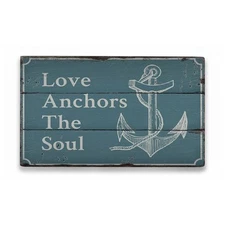Love Anchors the Soul Rustic Distressed Sign, Personalized Wood Sign