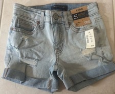 AERO Seriously Stretchy Low Rise Light Wash Stretch Denim Shorts Juniors 00