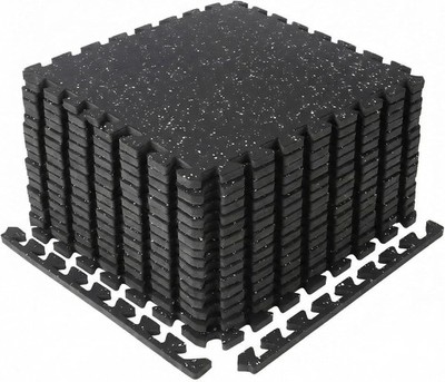 0.75in Thick 48 Sq ft Exercise Equipment Mats 12 Tiles Rubber Top with EVA Foam