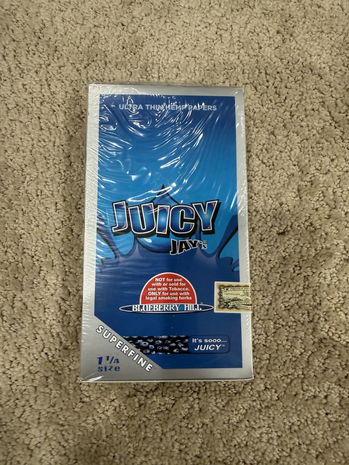 1 Box JUICY JAY'S Superfine 1 1/4 Rolling Papers Blueberry Hill 24 Packs
