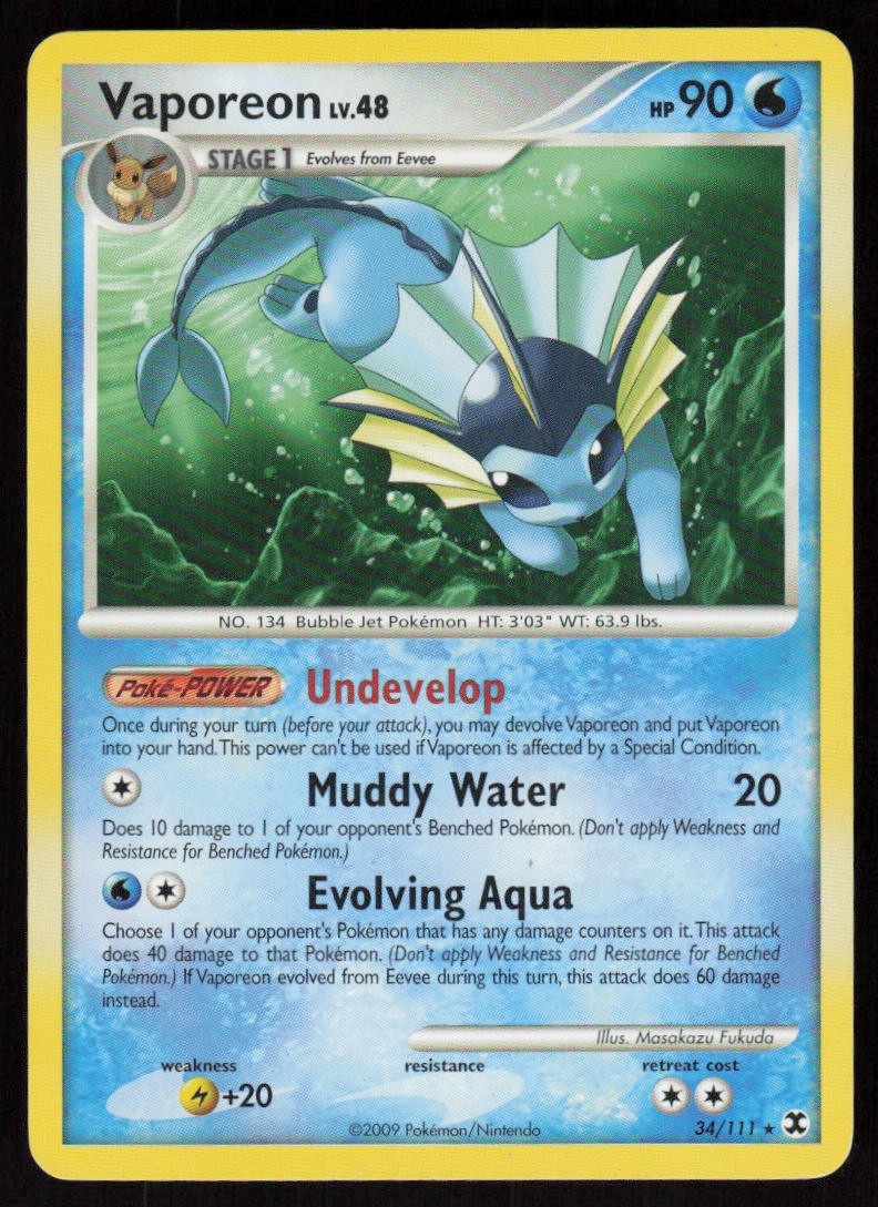 Vaporeon Normal 34/111 Rare Rising Rivals LP