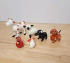 6 Vintage Fisher Price Little People Farm Animals Cow Sheep Pig Dog Hen Rooster