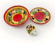 3pc Eleboraclon Artesanal Garlic Grater Zester Handmade & Painted Spain, EUC