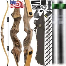 60'' Takedown Hunting Bow 20-60lbs Recurve Bow Wooden Adult Archery Target RH
