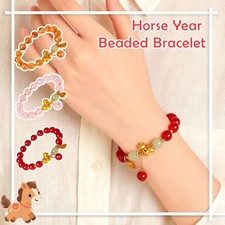 2026 Chinese New Year Horse Beaded Pendant Stretch Bracelets Colorful, R3S9