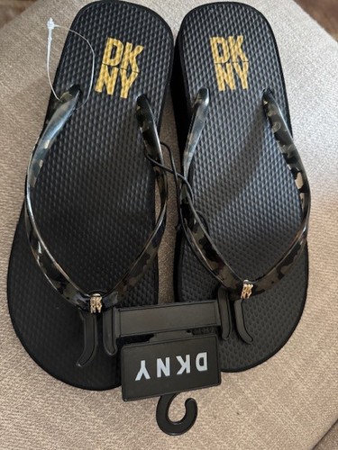 DKNY Flip Flops Schildpatt Zehenstegsandalen Plateau Keilabsatz Damen NEU Gr. 7 Neu mit Etikett - Bild 6 von 8