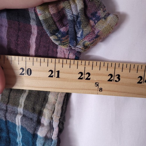 Pilcro Anthropologie Top XS Plaid Colorful Gauze Split Back - Picture 8 of 12