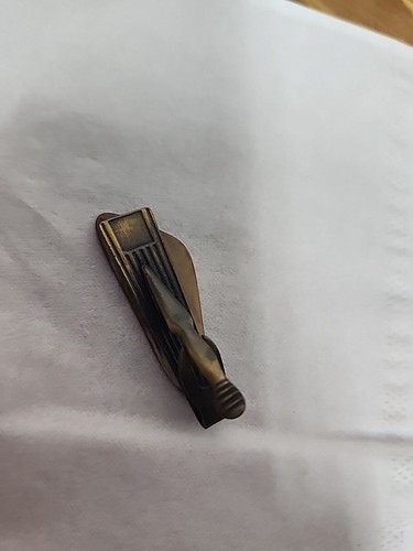 Vintage Tie Clip retro Design Polished Petrified Wood Men's Jewelry - Picture 5 of 5