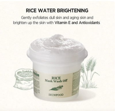 SKINFOOD Rice Mask Wash Off 3.5oz / Gently Exfoliates the Skin/Softening skin