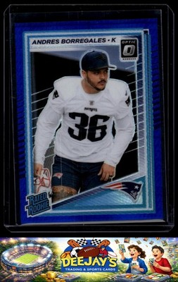 2025 Donruss Optic #287 Andres Borregales Blue Scope Rookie New England Patriots