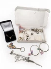 Vintage Costume Jewelry Lot Rings Necklaces Bracelets Keychain Kay Box Mixed Lot