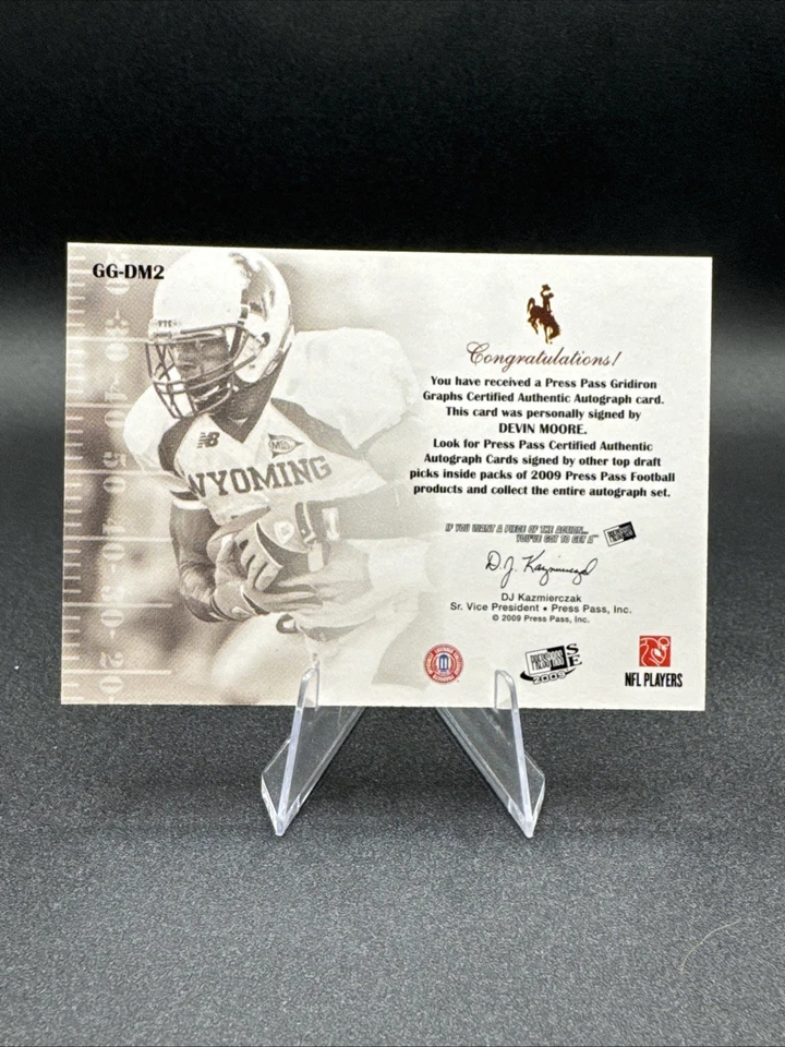 2009 Press Pass Signature Edition - Gridiron Graphs Devin Moore #GG-DM2 Gold - Image 2 of 2