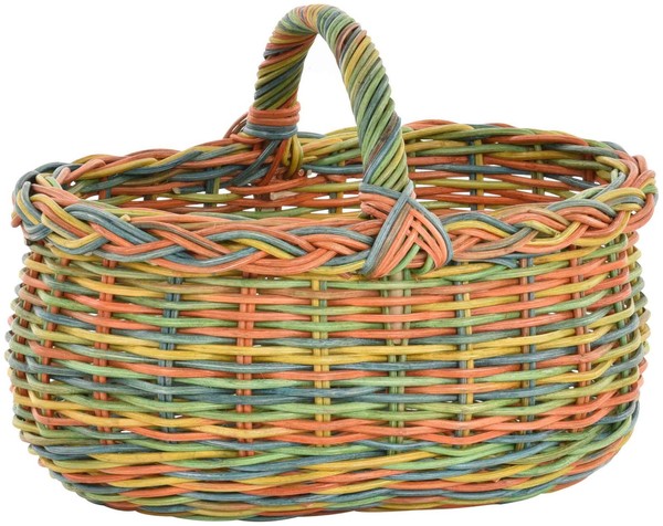 Autokorb Einkaufskorb Natur Rattan Trage-Korb Mit Henkel Leicht Stabil (Bunt)-image