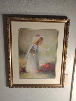 2002 Joyce Birkenstock Framed Print Little Angel And Dove Print Beautiful Framed