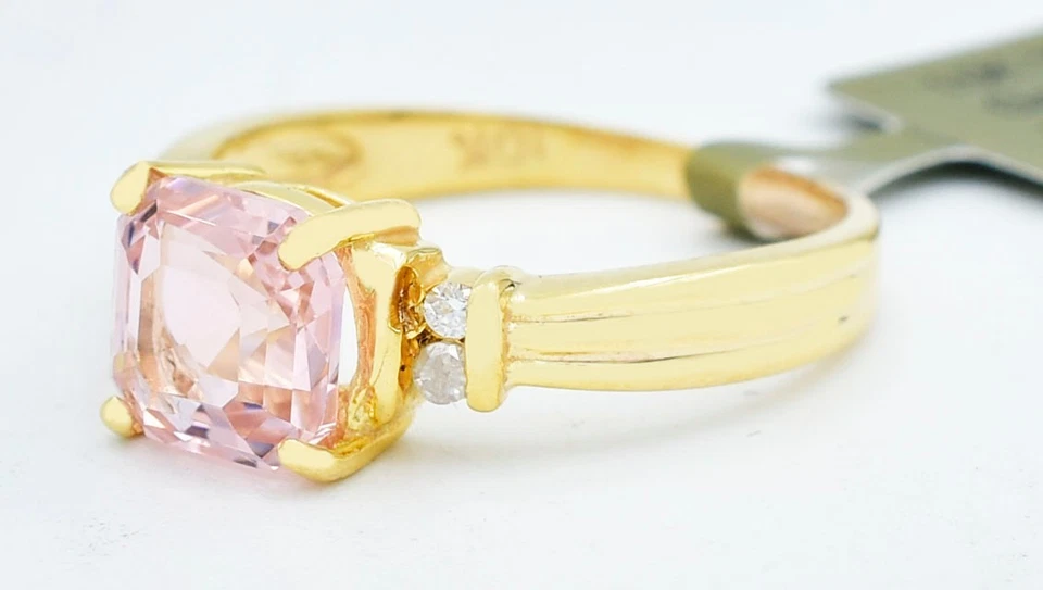 ANEL DE ORGANITA E DIAMANTE GENUÍNO 1,26 cts ouro maciço 10k - Certificado grátis - Novo com etiquetas - Imagem 3 de 4