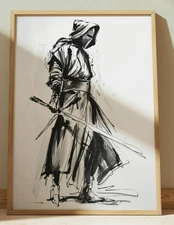 KYLO REN STAR WARS INK DRAWING PRINT SKETCH 8" x 10" PRINT WALL ART HOME DECOR