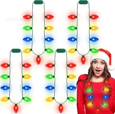 4pcs Light Up Christmas Necklace, Colorful Multicolor
