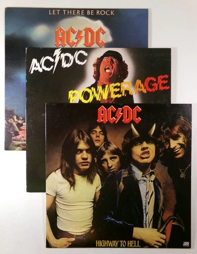 Lot of 3 AC/DC Vinyl LPs Let There Be Rock + Powerage + Highway To Hell