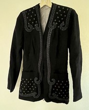 Vintage Beaded and embroidered wool Blazer With silk lining s/m