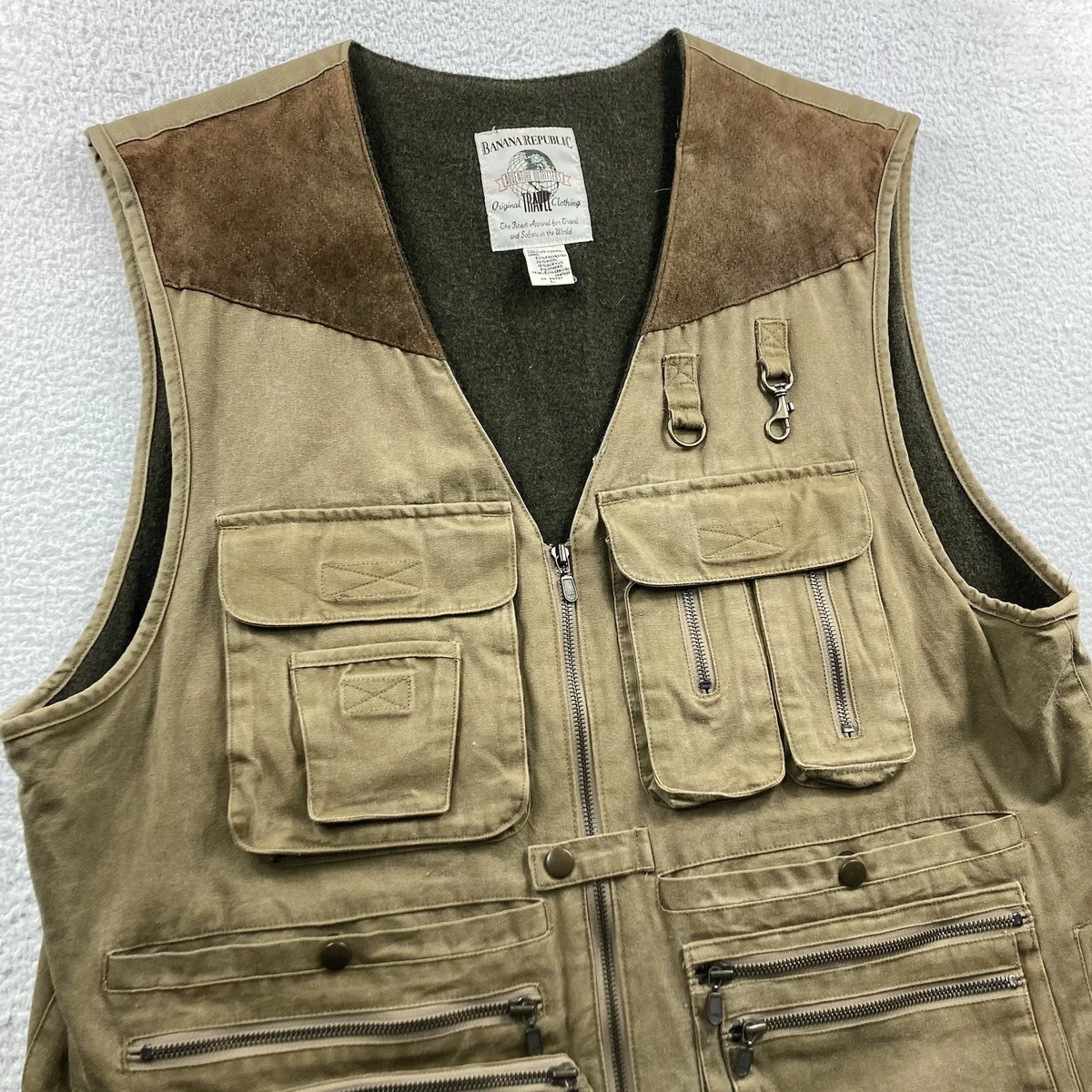Gilet Banana Republic Taille M Gilet Safari Vintage Banana Republic Pour Homme, Marron/beige, Multi-poches, Taille M - Occasion Très Bon état Veste Levis