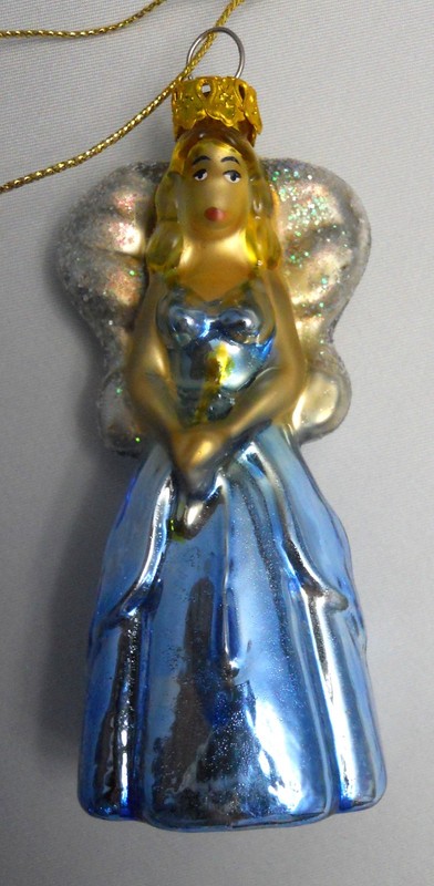 Disney RARE Pinocchio BLUE FAIRY European Style Blown Glass Christmas Ornament