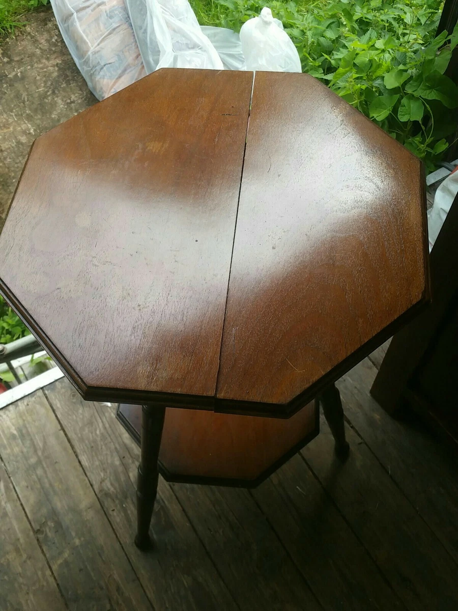 PROJECT ANTIQUE THREE LEGGED OCTAGONAL OCCASIONAL TABLE MAHOGANY