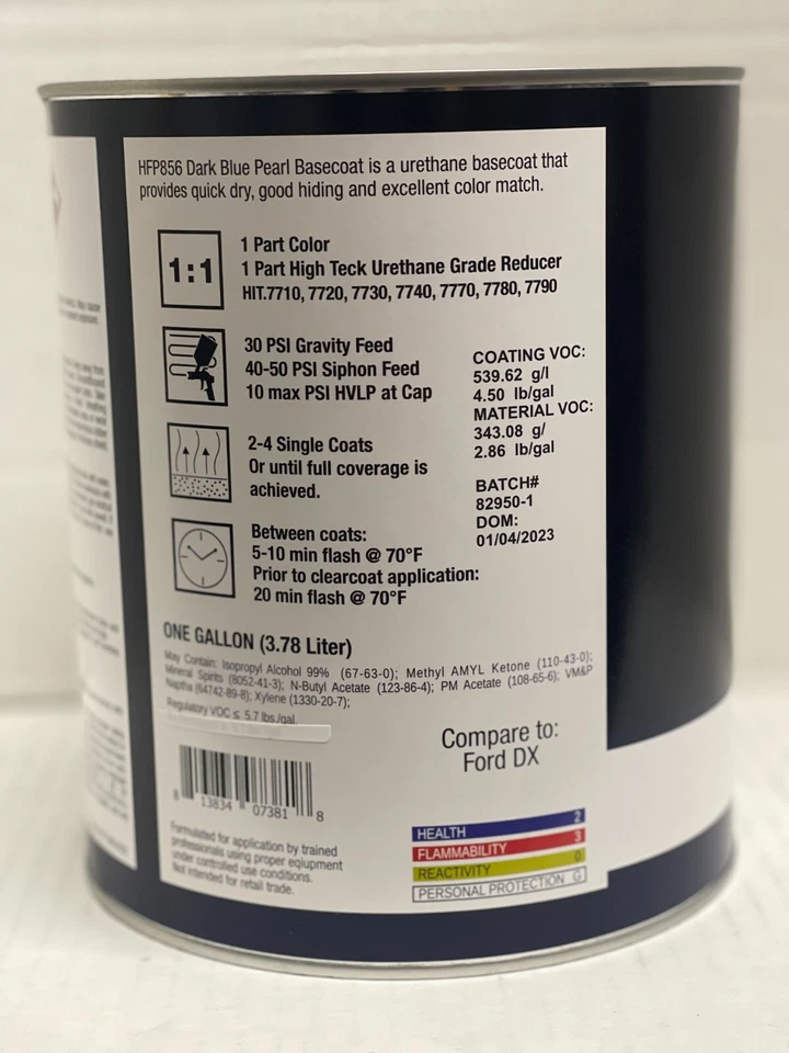 FORD DX Gal Dark Blue Pearl Basecoat Paint, Gal Reducer & 7000 Gal Clear Kit Foto 3 de 4