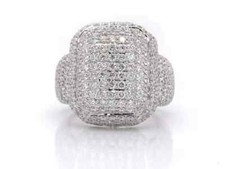 Amazing 7.06CT Round White Sapphire In 935 Silver Pave Set Hip Hop Style Ring