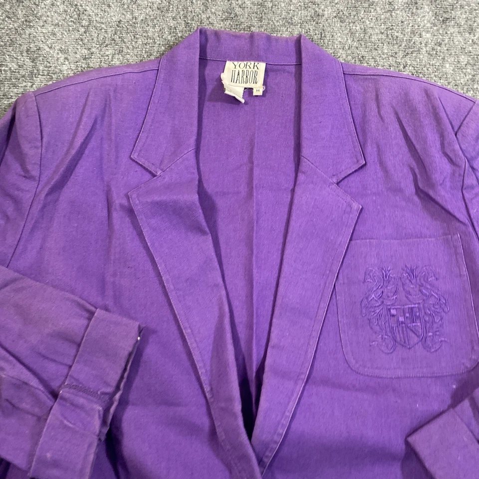York & Harbor Blazer Womens Medium Purple Long Sleeve Button Career Pockets - Image 2 of 4