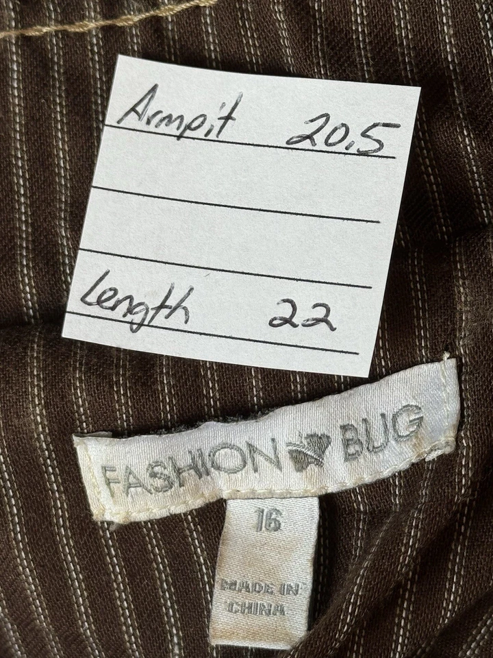 Vintage Fashion Bug Womens Denim Jacket 16W Dark Pleated Belted Y2K Casual Work - Image 2 of 4
