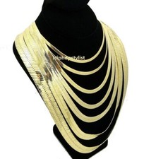 Unisex Herringbone Chain 14k Gold Plated 3mm to 14mm 8" 16" 18 20 24 30 Necklace