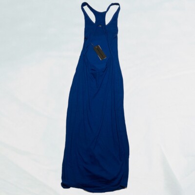 NWT Heather by Bordeaux Blue Bodycon Ribbed Backless Midi Dress With Slit |  eBay