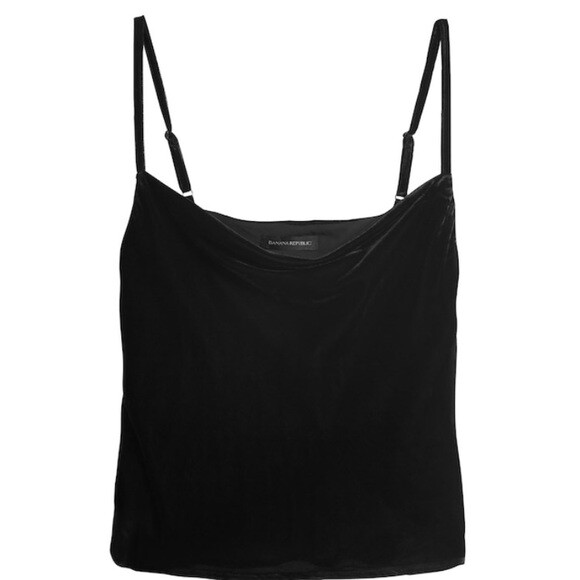 NEW Banana Republic Women Cowl Neck Velvet Camisole Tank Top Black Taupe S M NWT