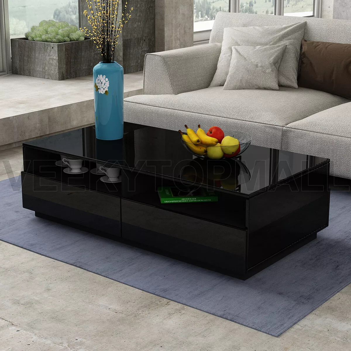 Living room table organizer outlet